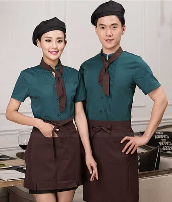 Áo sơ mi phối tạp dề nữa thân