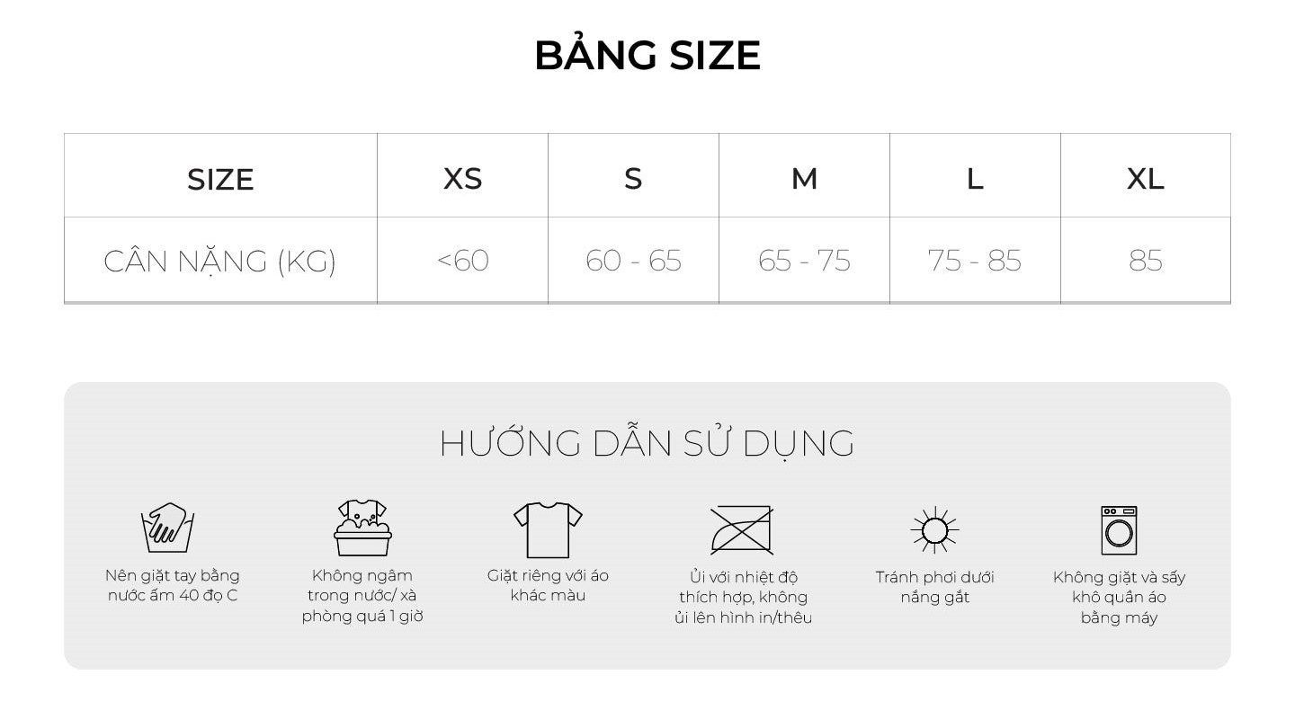 Bảng size đồng phục Bellman