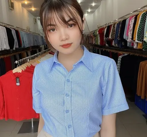 sơ mi sọc dọc ngắn tay