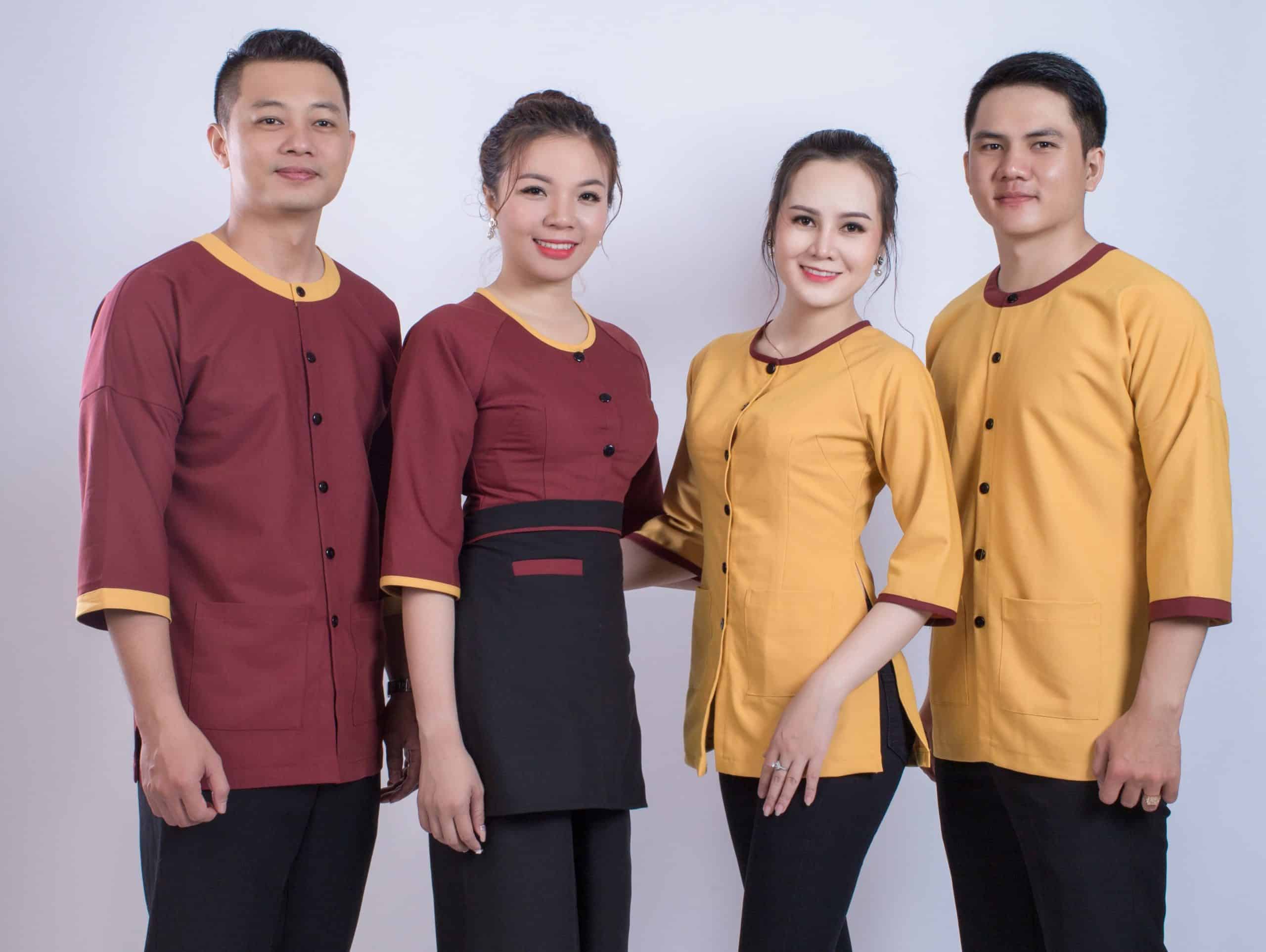 Đồng phục kín đáo, mộc mạc ở nhà hàng chay đồng phục phục vụ nhà hàng chay